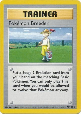 Pokemon Breeder/102 - Unlimited Base Set Shadowless - Rare