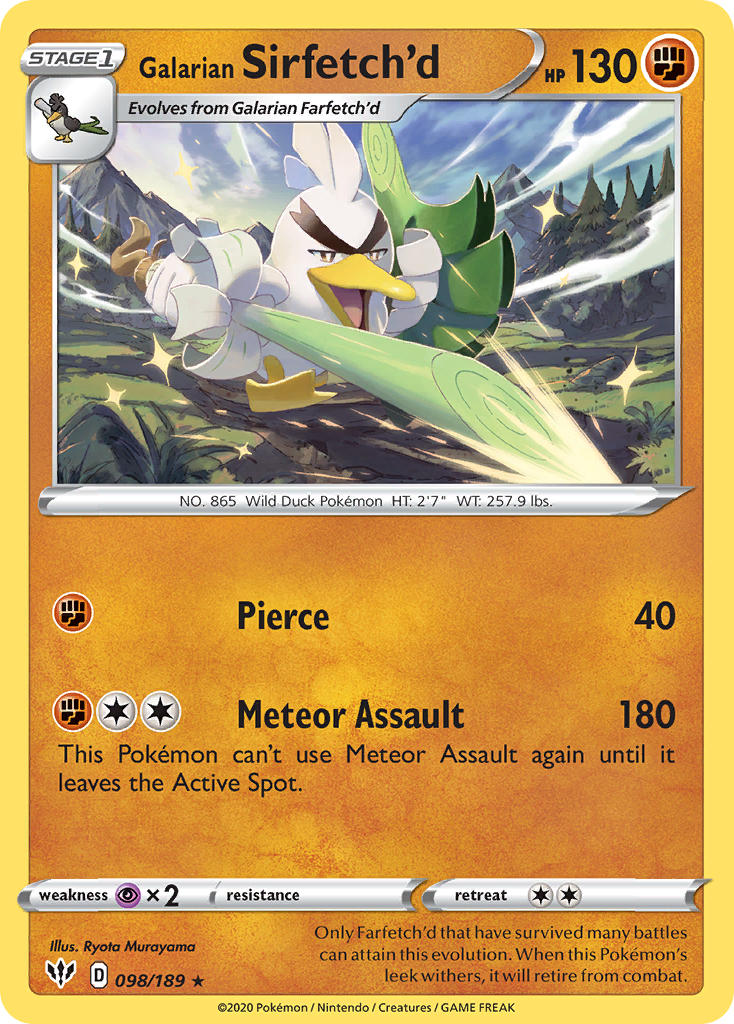 Galarian Sirfetch'd - 98/189 (Cracked Ice holo)/189 - Holofoil Deck Exclusives - Holo Rare