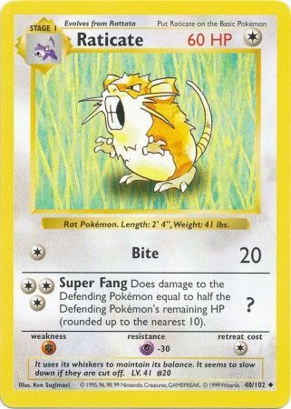 Raticate 040 - Unlimited Base Set Shadowless - Uncommon