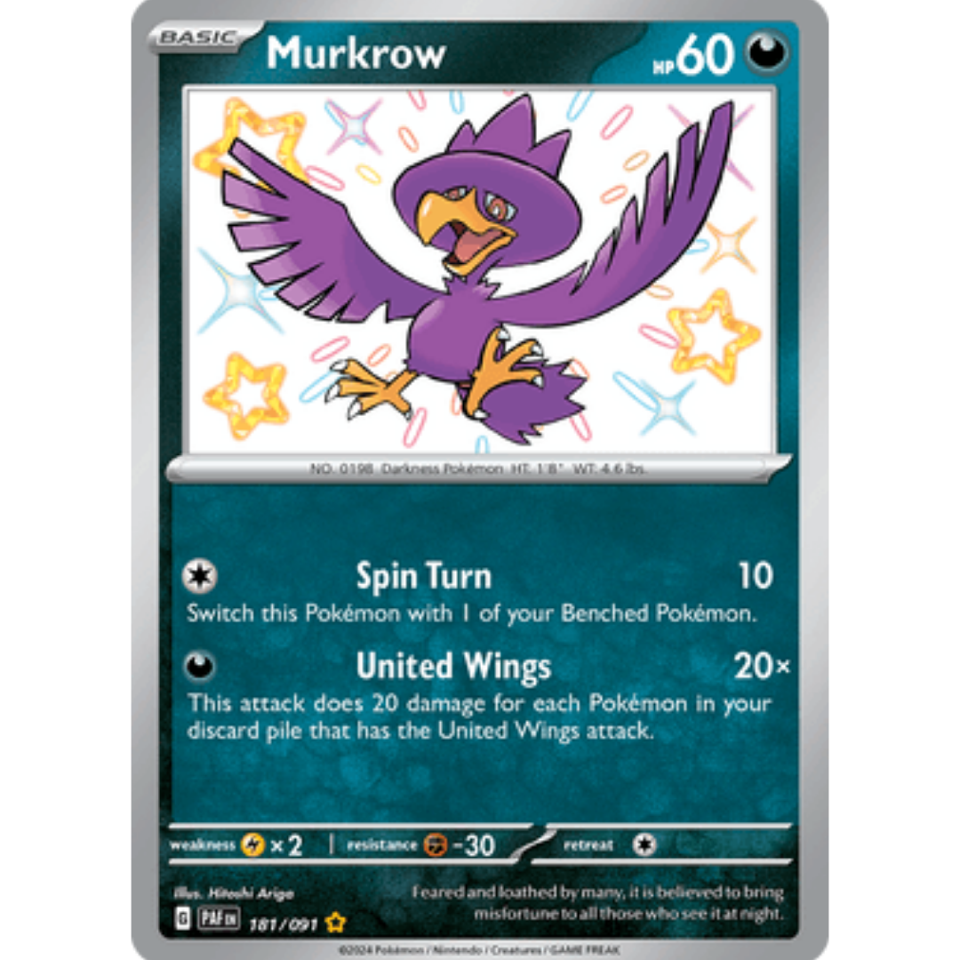 Murkrow 181 - Holofoil SV Paldean Fates - Shiny Rare