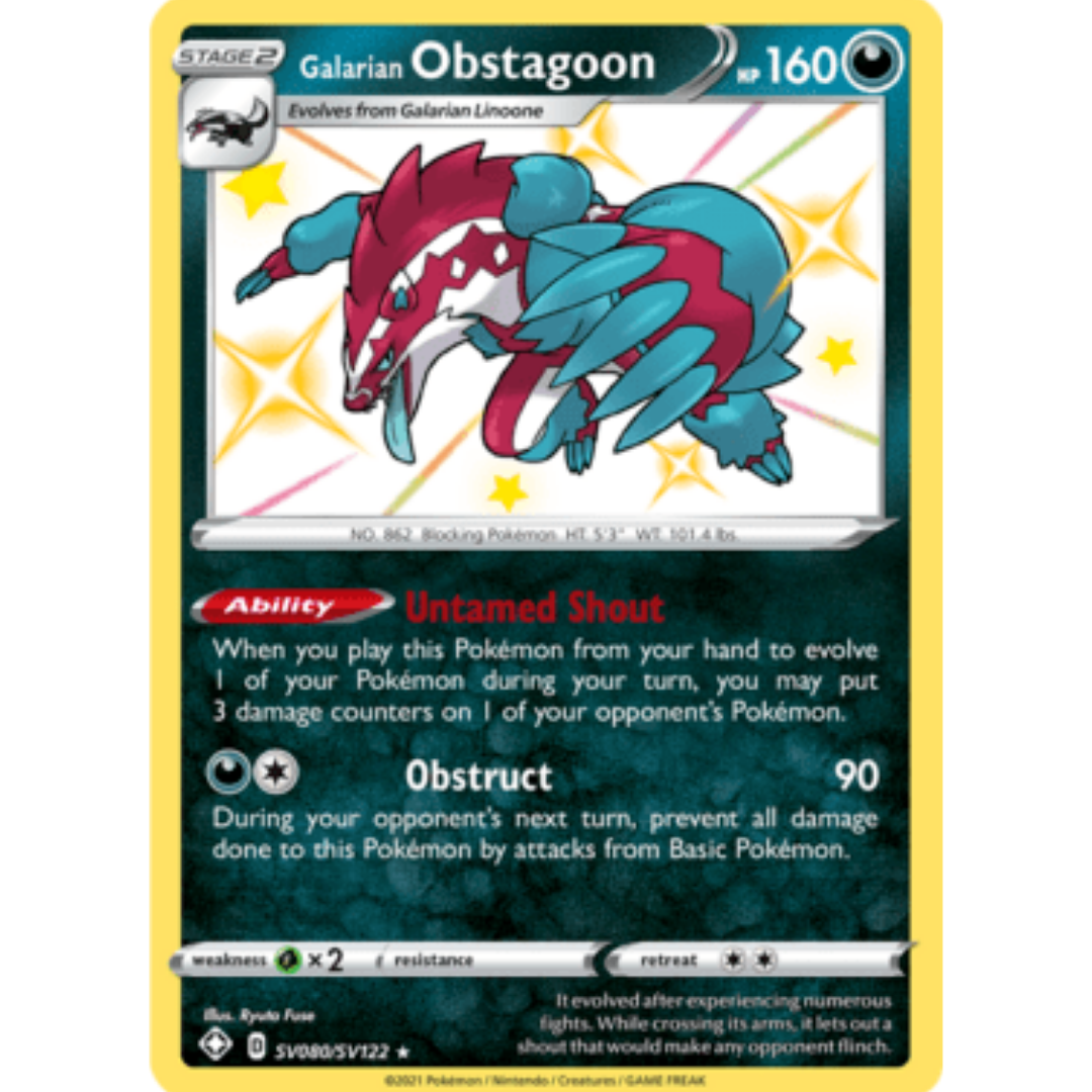 Galarian Obstagoon SV080 - Holofoil Shining Fates Shiny Vault - Shiny Holo Rare