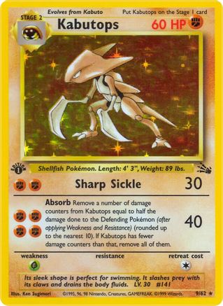 Kabutops (9) 009 - Unlimited Holofoil Fossil - Holo Rare
