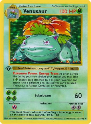 Venusaur/102 - Unlimited Holofoil Base Set Shadowless - Holo Rare