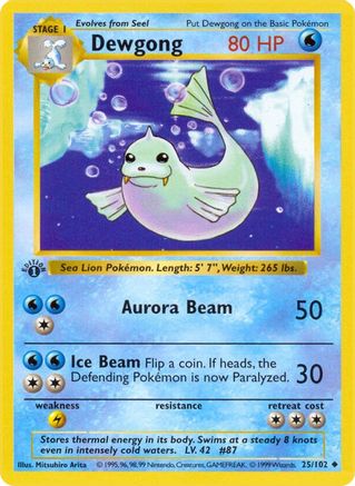 Dewgong 025 - Unlimited Base Set Shadowless - Uncommon