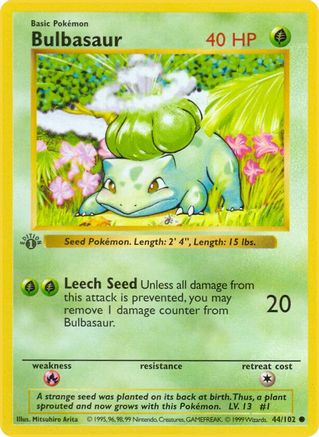 Bulbasaur 044 - Unlimited Base Set Shadowless - Common