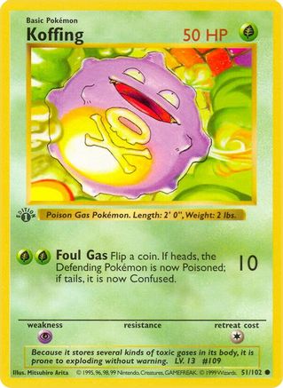 Koffing 051 - Unlimited Base Set Shadowless - Common
