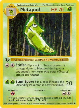 Metapod 054 - Unlimited Base Set Shadowless - Common
