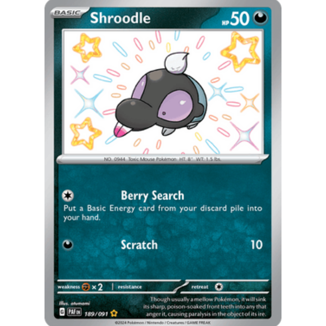 Shroodle 189/091 - Holofoil SV Paldean Fates - Shiny Rare