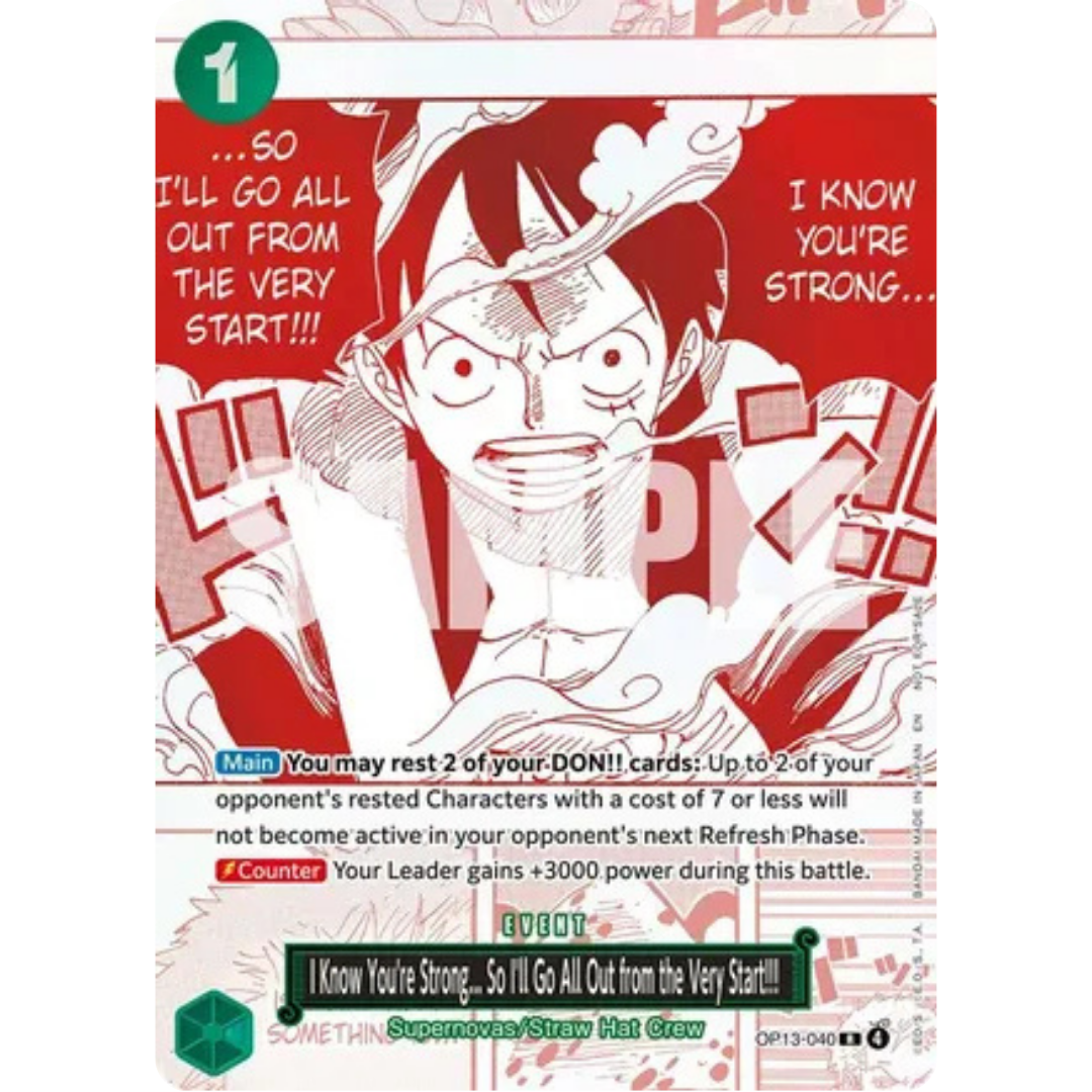 I Know You're Strong... So I'll Go All Out from the Very Start!!! (3rd Anniversary Treasure Campaign Pack) (OP13-040) - One Piece Promotion Cards Foil