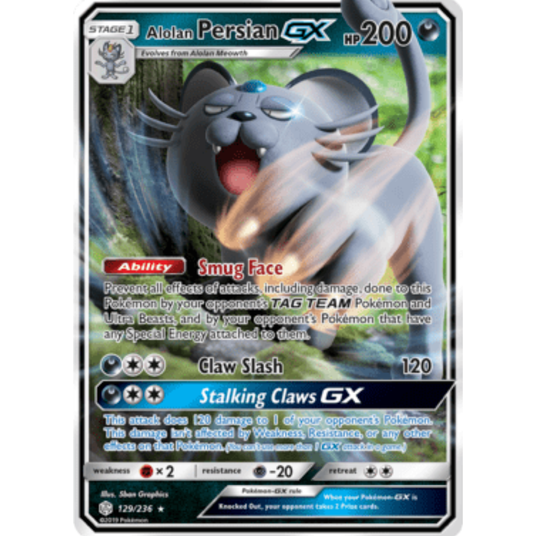 Alolan Persian GX 129/236 - Holofoil SM Cosmic Eclipse - Ultra Rare
