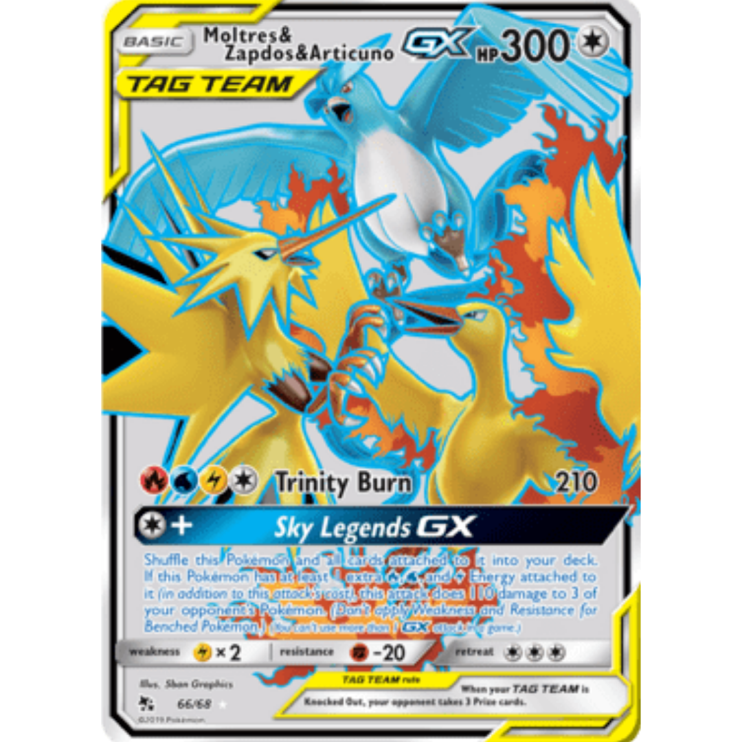 Moltres & Zapdos & Articuno GX (Full Art) 066 - Holofoil Hidden Fates - Ultra Rare