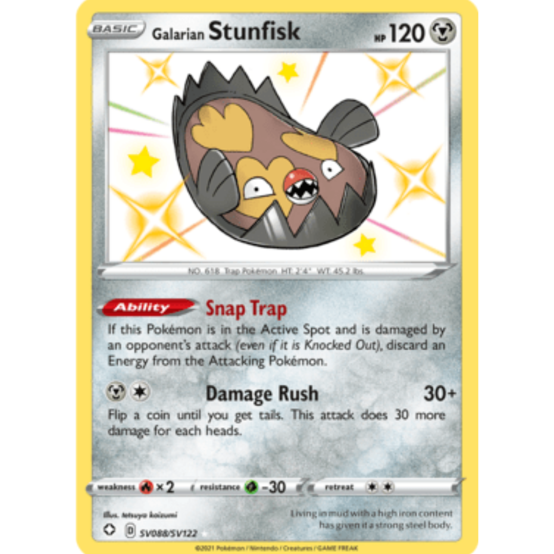 Galarian Stunfisk SV088 - Holofoil Shining Fates Shiny Vault - Shiny Holo Rare