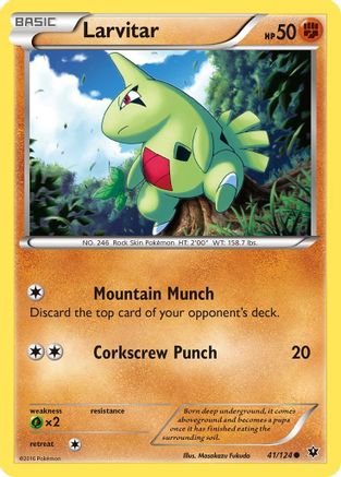 Larvitar (41) 041 - Reverse Holofoil XY Fates Collide - Common