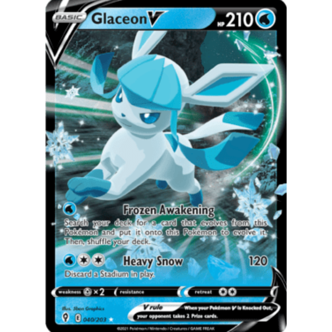 Glaceon V 040 - Holofoil SWSH07 Evolving Skies - Ultra Rare