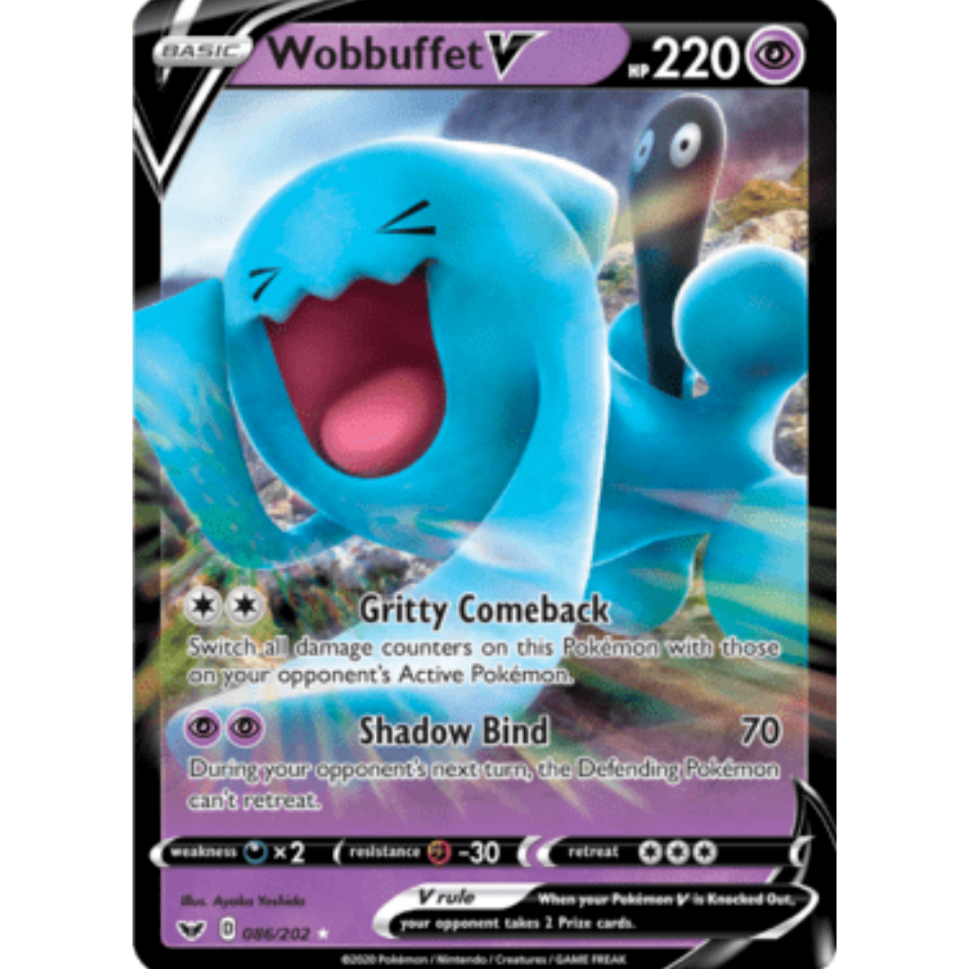 Wobbuffet V 086 - Holofoil SWSH01 Sword & Shield Base Set - Ultra Rare