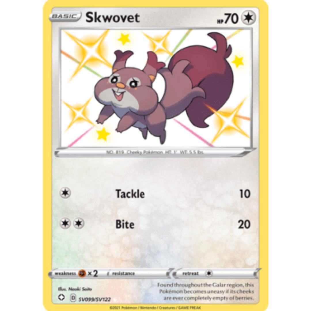 Skwovet SV099 - Holofoil Shining Fates Shiny Vault - Shiny Holo Rare
