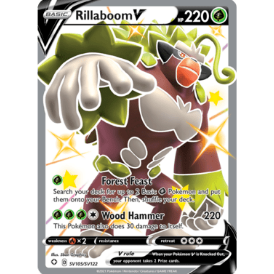 Rillaboom V SV105 - Holofoil Shining Fates Shiny Vault - Shiny Holo Rare
