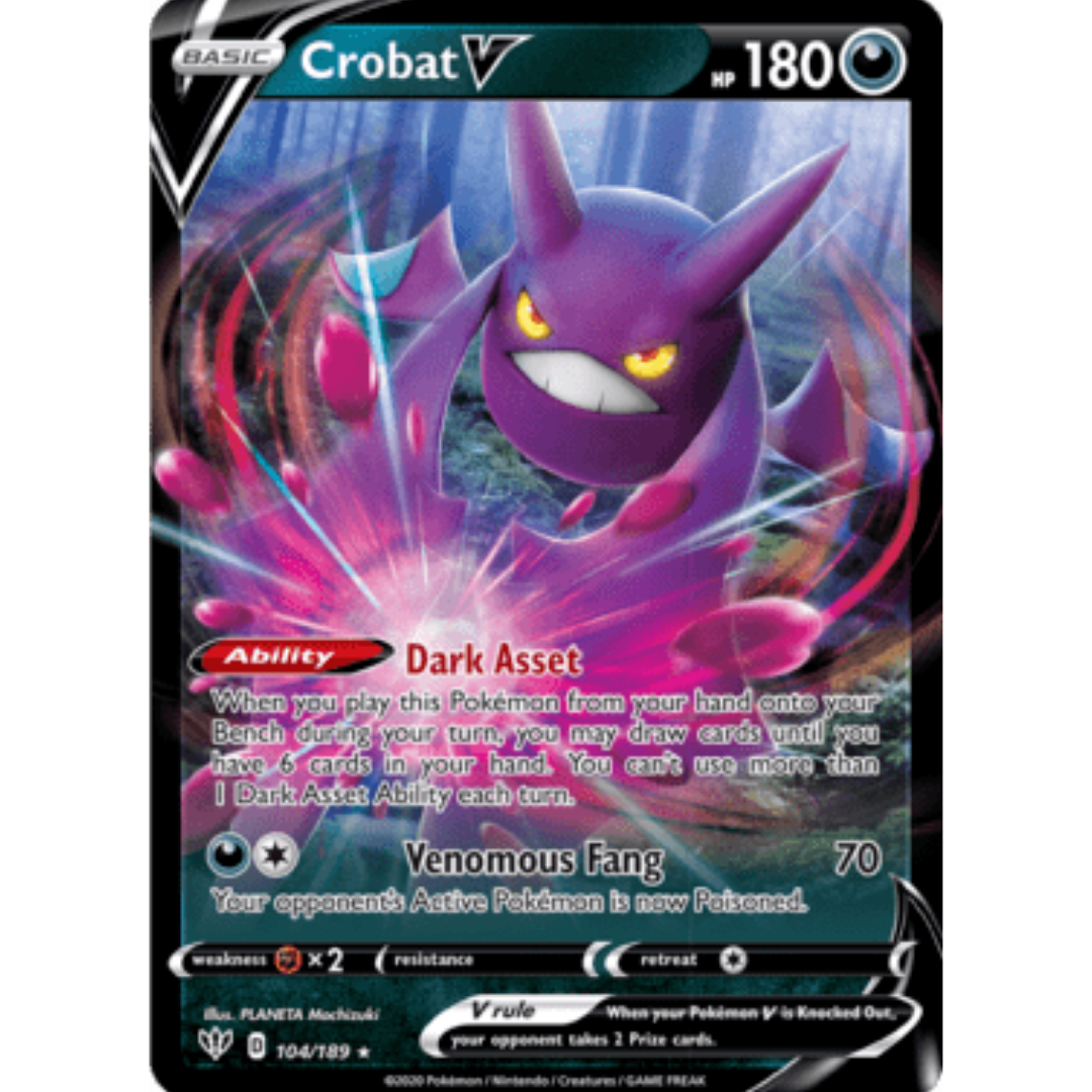 Crobat V 104 - Holofoil SWSH03 Darkness Ablaze - Ultra Rare