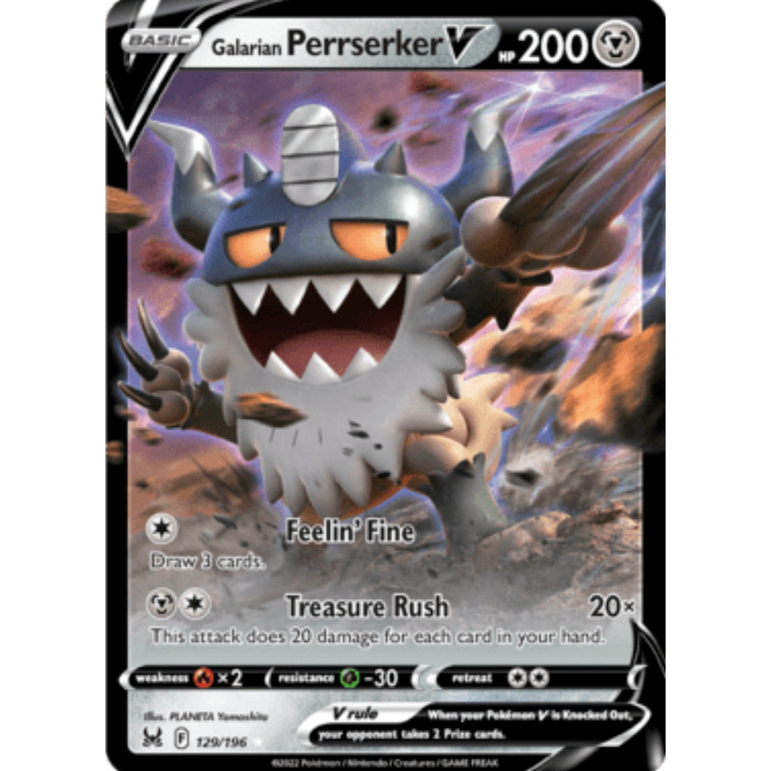 Galarian Perrserker V 129 - Holofoil SWSH11 Lost Origin - Ultra Rare