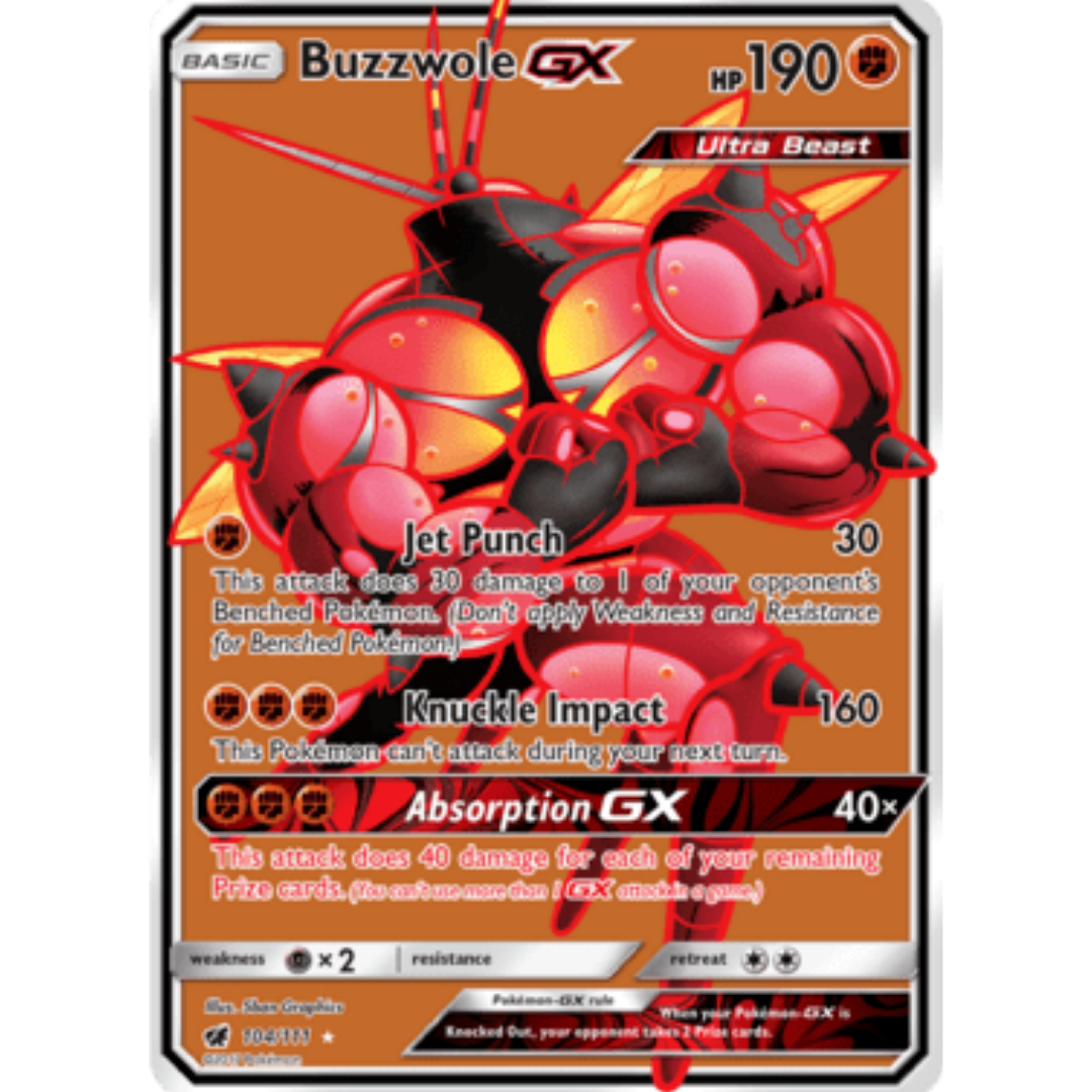 Buzzwole GX (Full Art) 104/111 - Holofoil SM Crimson Invasion - Ultra Rare