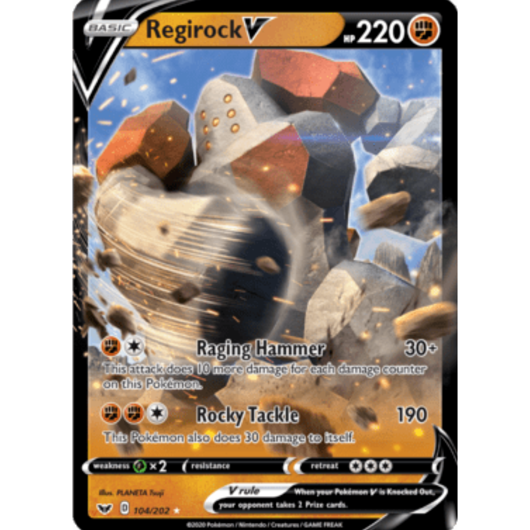 Regirock V 104 - Holofoil SWSH01 Sword & Shield Base Set - Ultra Rare