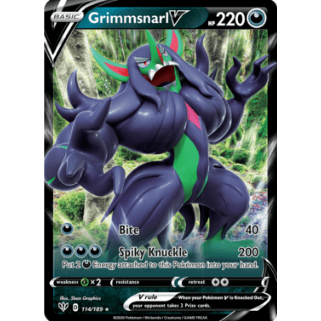Grimmsnarl V 114 - Holofoil SWSH03 Darkness Ablaze - Ultra Rare