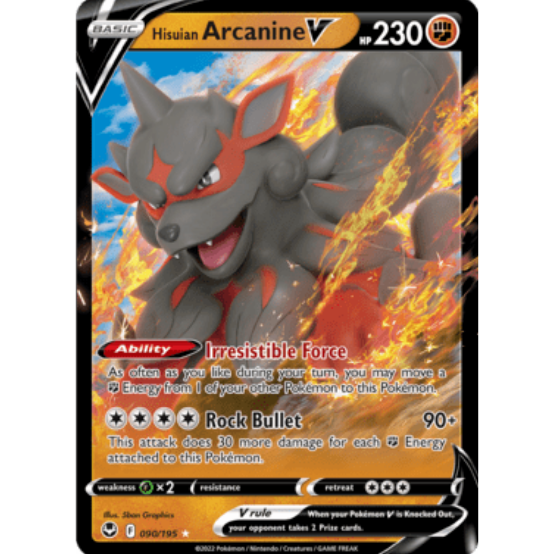 Hisuian Arcanine V 090 - Holofoil SWSH12 Silver Tempest - Ultra Rare