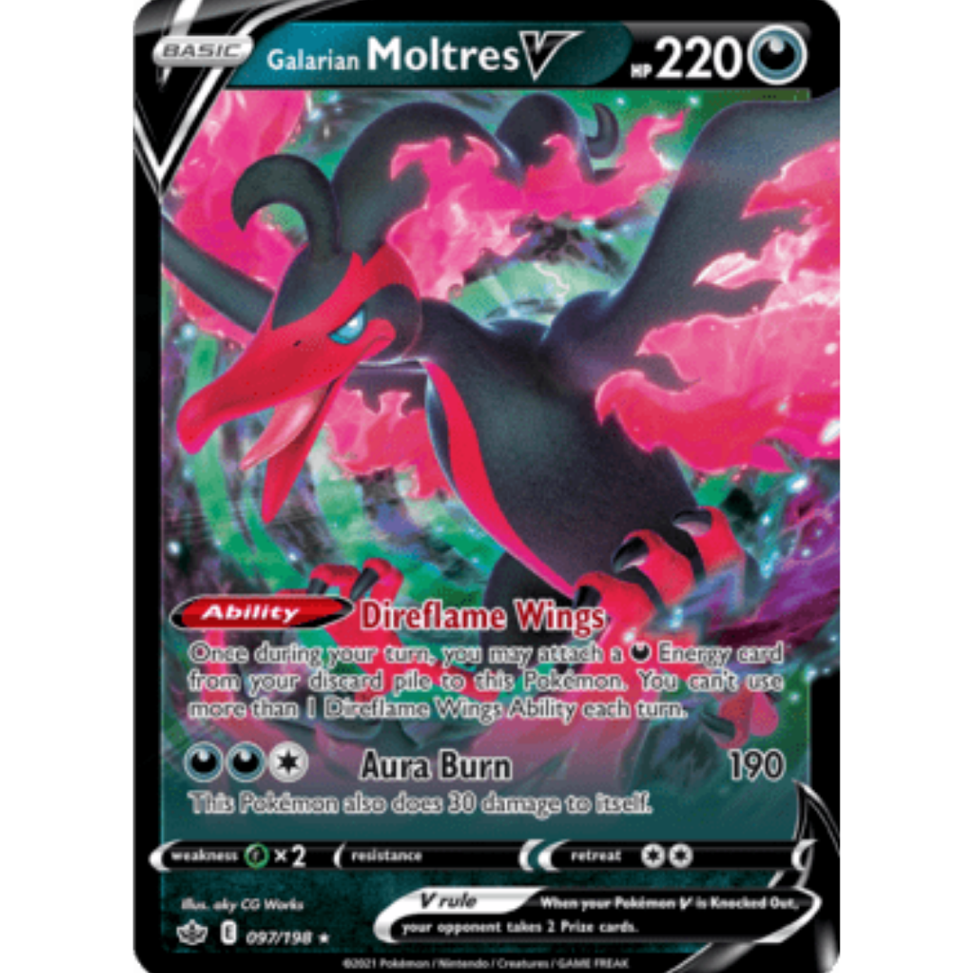 Galarian Moltres V 097 - Holofoil SWSH06 Chilling Reign - Ultra Rare
