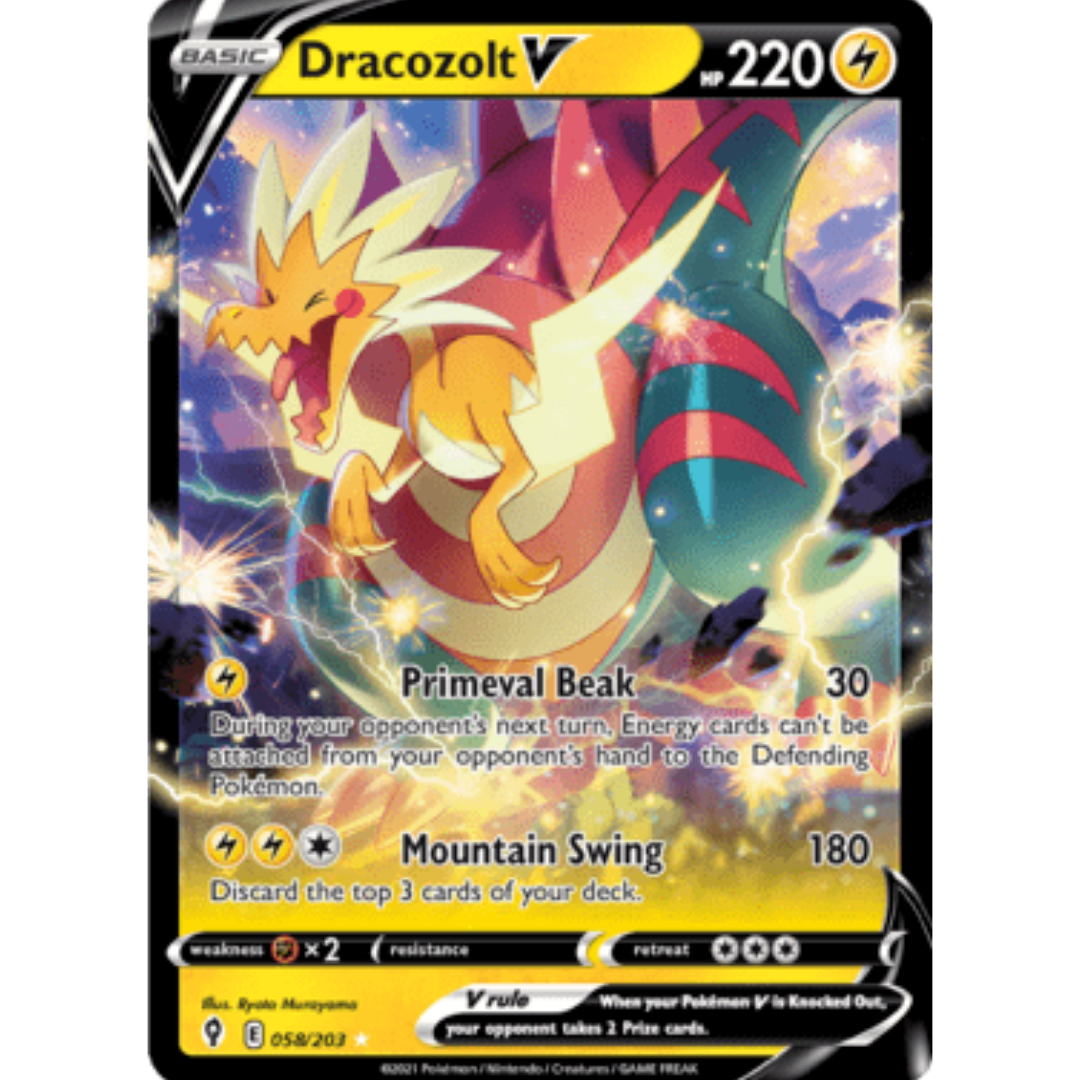 Dracozolt V 058 - Holofoil SWSH07 Evolving Skies - Ultra Rare