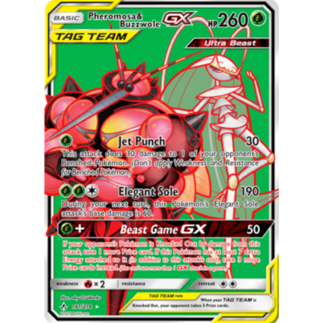Pheromosa & Buzzwole GX (191) (Full Art) - Holofoil SM Unbroken Bonds - Ultra Rare