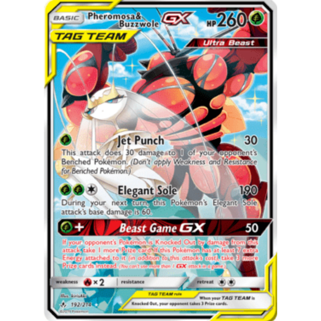 Pheromosa & Buzzwole GX (192) (Alternate Full Art) - Holofoil SM Unbroken Bonds - Ultra Rare