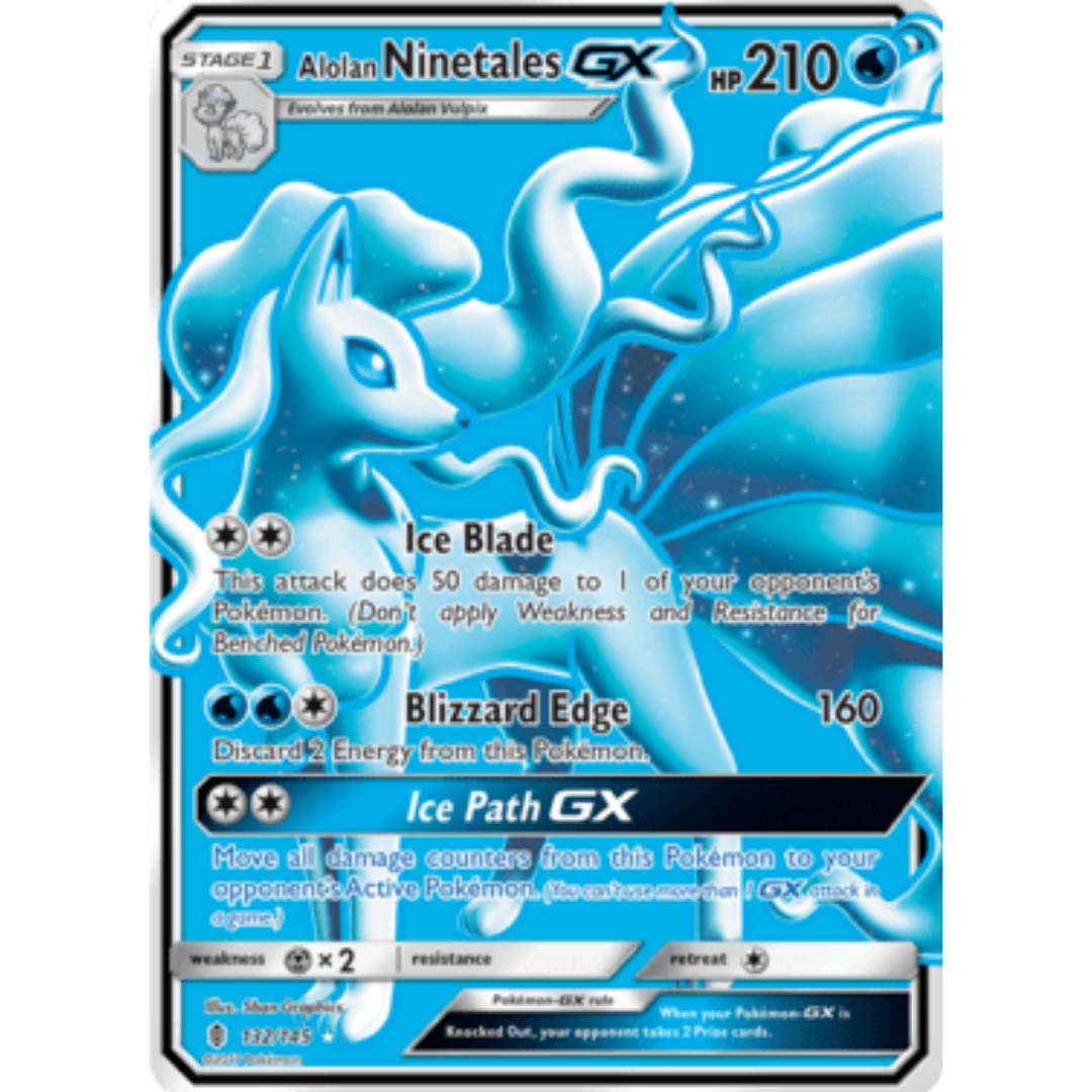 Alolan Ninetales GX (Full Art) 132 - Holofoil SM Guardians Rising - Ultra Rare
