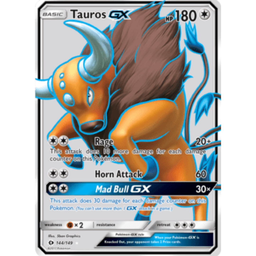 Tauros GX (Full Art) 144 - Holofoil SM Base Set - Ultra Rare