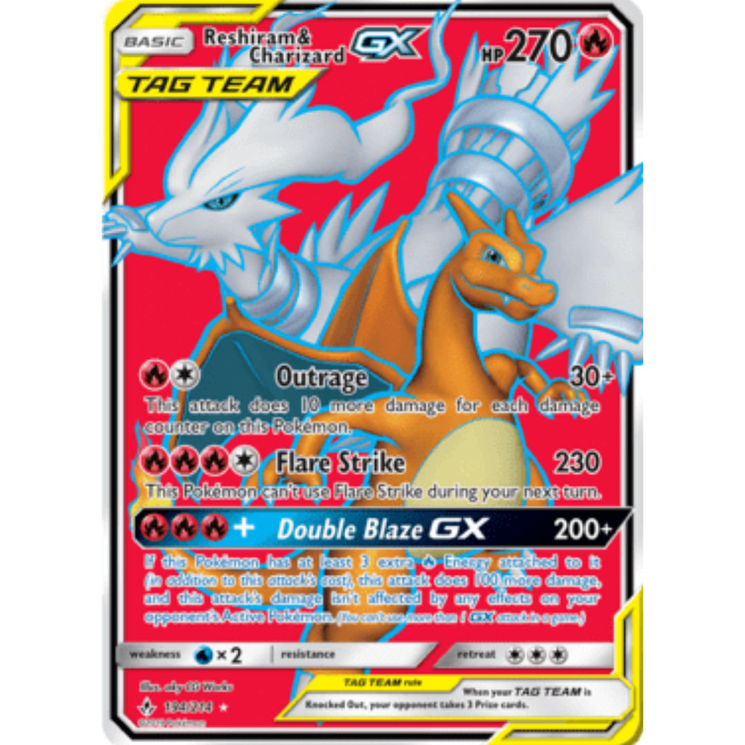 Reshiram & Charizard GX (Full Art) 194 - Holofoil SM Unbroken Bonds - Ultra Rare