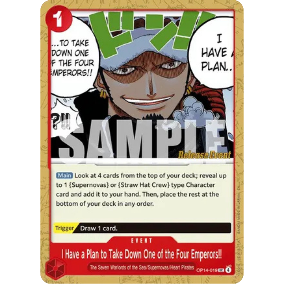 I Have a Plan to Take Down One of the Four Emperors!! (OP14-019) - The Azure Sea's Seven Release Event Cards