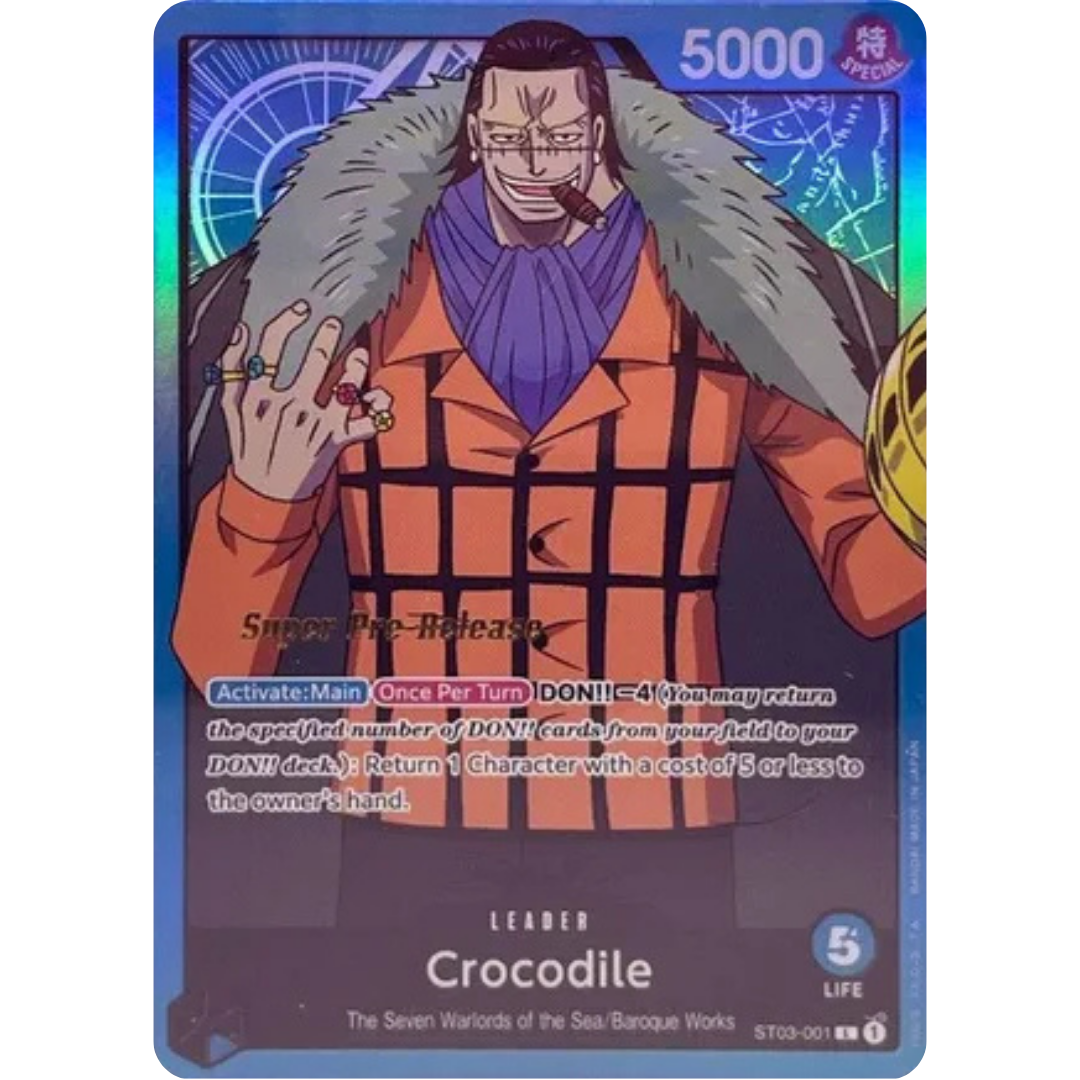 Crocodile (001) (ST03-001) - Super Pre-Release Starter Deck 3: The Seven Warlords of the Sea Foil