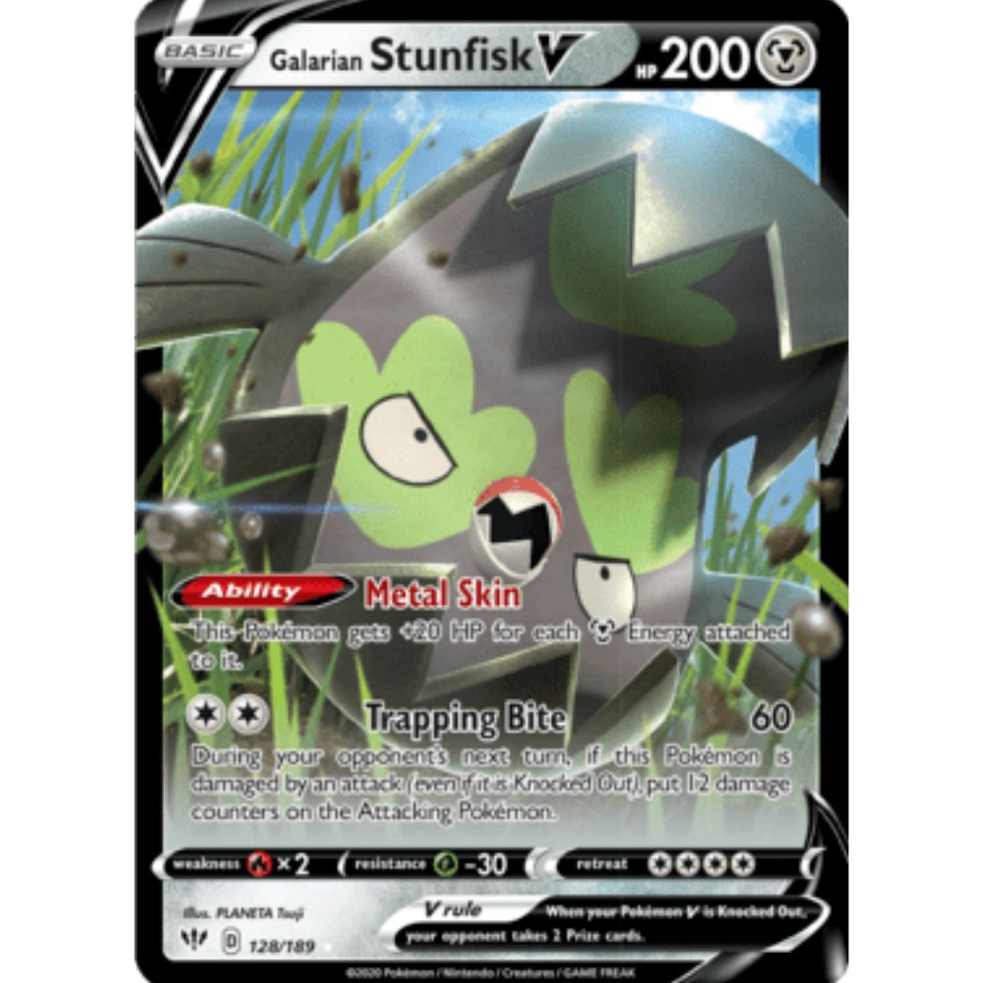 Galarian Stunfisk V 128 - Holofoil SWSH03 Darkness Ablaze - Ultra Rare