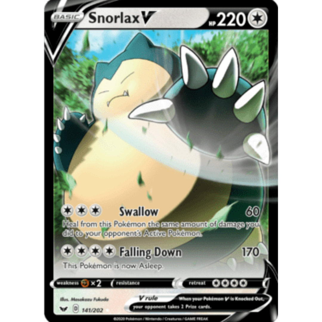 Snorlax V 141 - Holofoil SWSH01 Sword & Shield Base Set - Ultra Rare