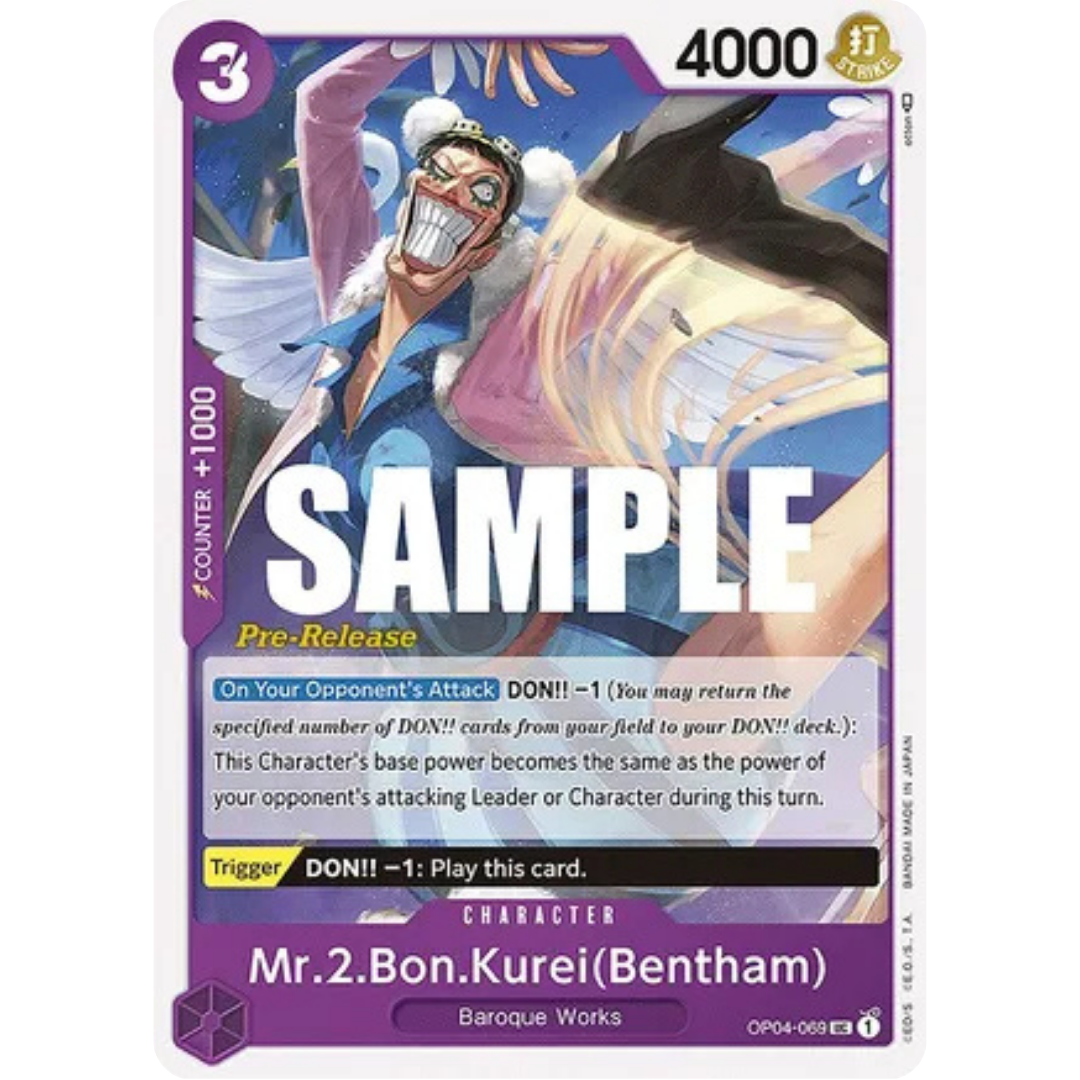 Mr.2.Bon.Kurei (Bentham) (OP04-069) - Kingdoms of Intrigue Pre-Release Cards