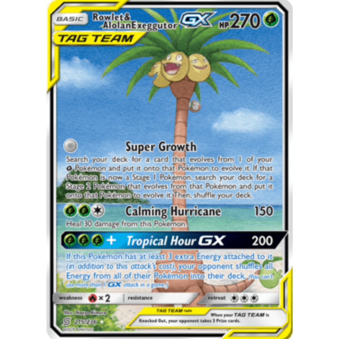 Rowlet & Alolan Exeggutor GX (Alternate Full Art) - Holofoil SM Unified Minds - Ultra Rare