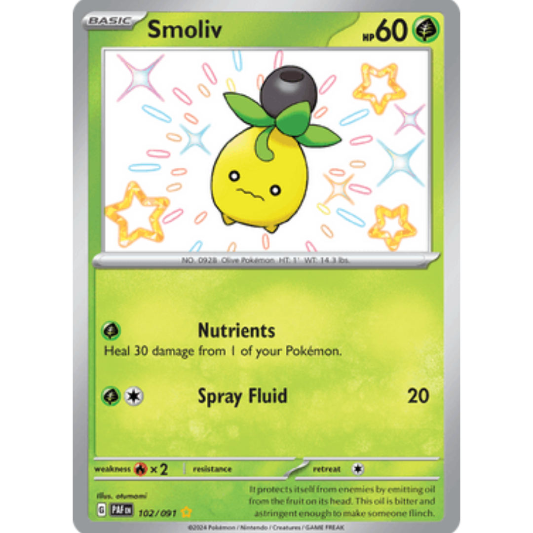 Smoliv 102 - Holofoil SV Paldean Fates - Shiny Rare