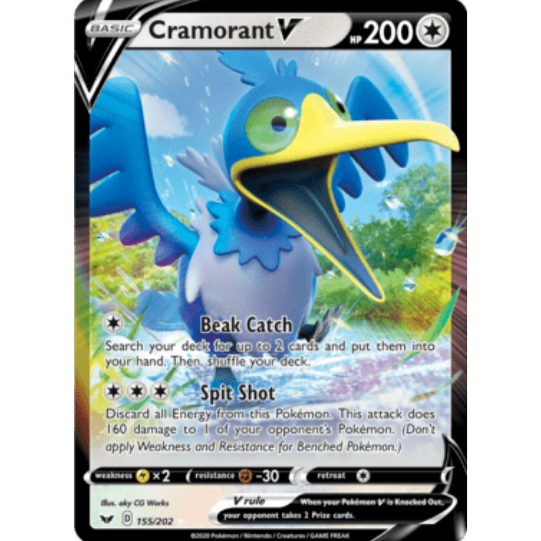 Cramorant V 155 - Holofoil SWSH01 Sword & Shield Base Set - Ultra Rare