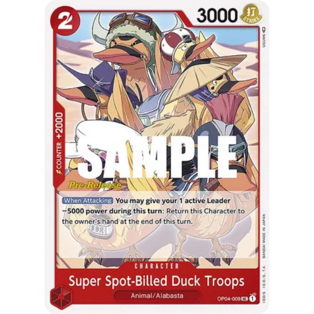 Super Spot-Billed Duck Troops (OP04-009) - Kingdoms of Intrigue Pre-Release Cards