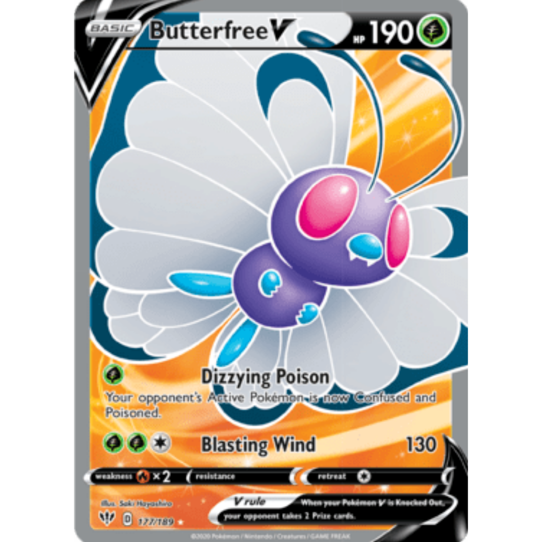 Butterfree V (Full Art) 177 - Holofoil SWSH03 Darkness Ablaze - Ultra Rare