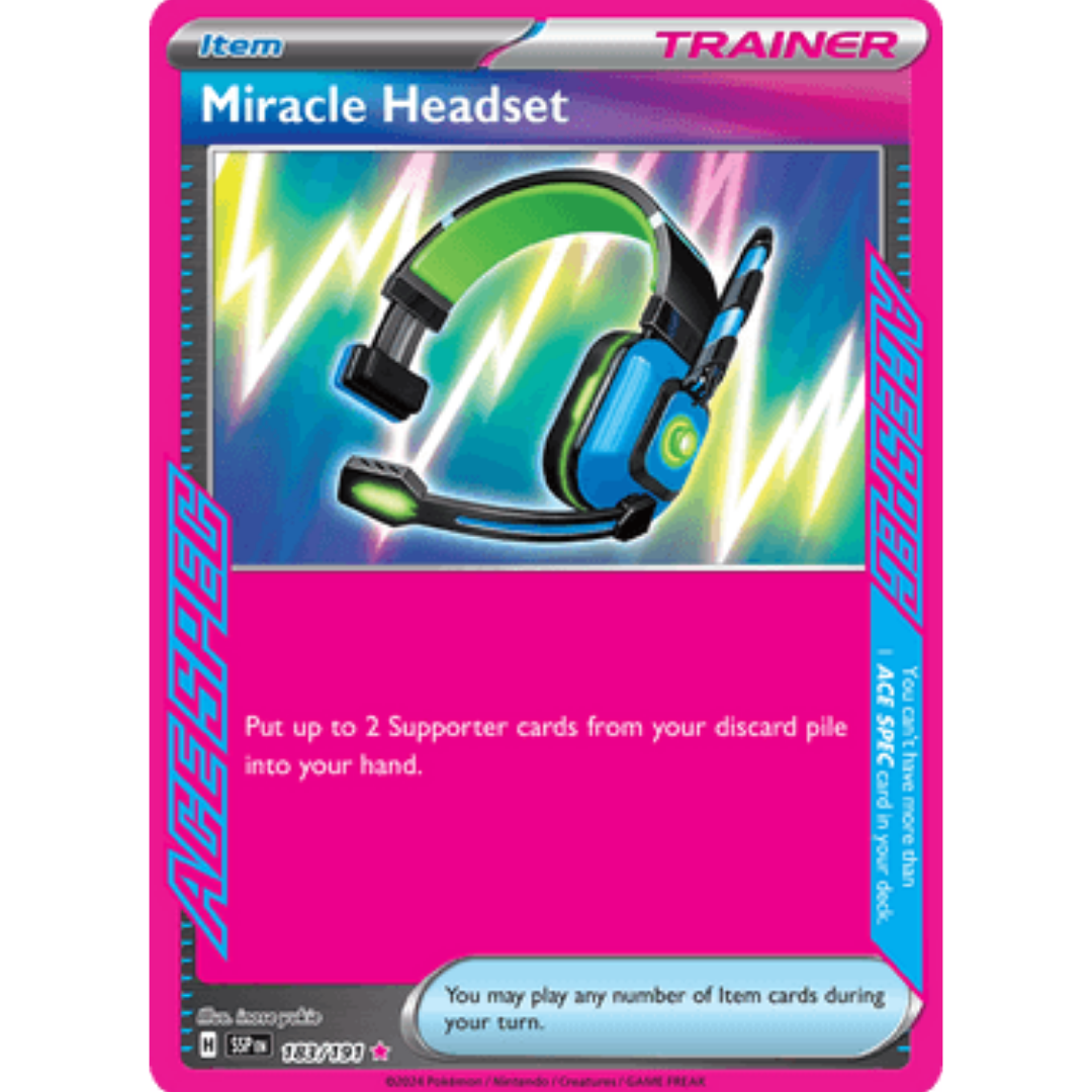 Miracle Headset 183/191 - Holofoil SV08 Surging Sparks - ACE SPEC Rare