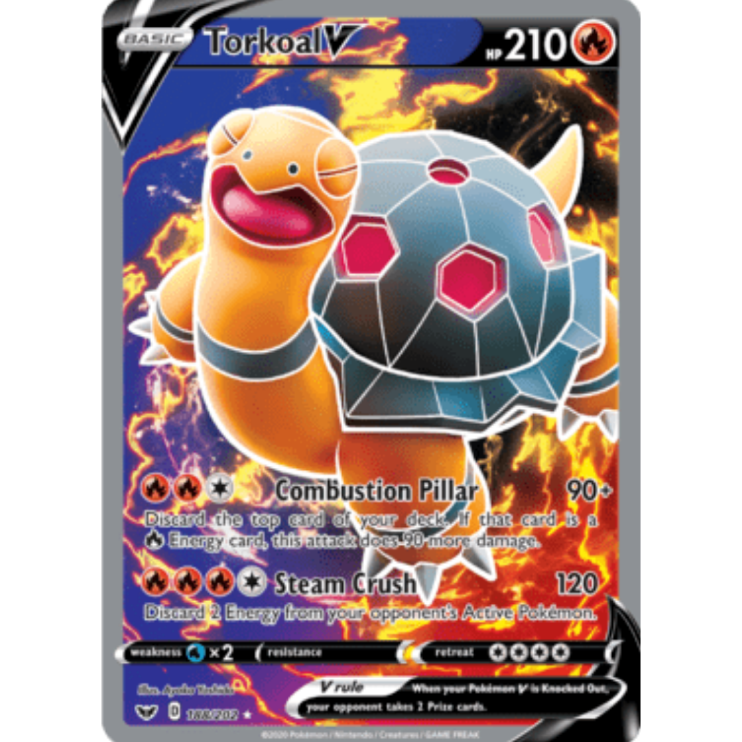 Torkoal V (Full Art) 188 - Holofoil SWSH01 Sword & Shield Base Set - Ultra Rare