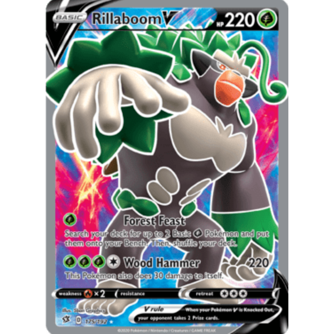 Rillaboom V (Full Art) 175 - Holofoil SWSH02 Rebel Clash - Ultra Rare