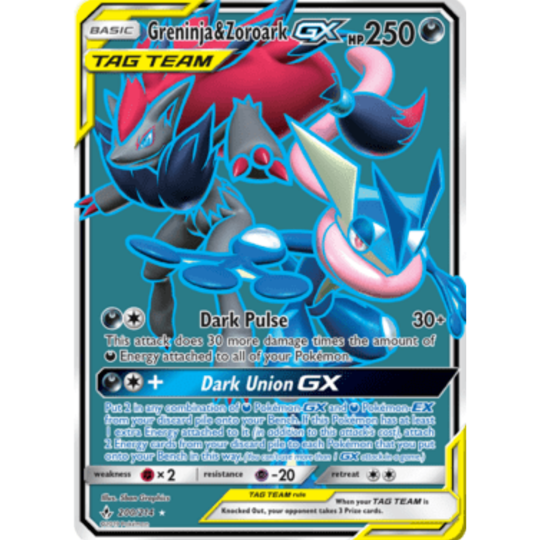 Greninja & Zoroark GX (200) (Full Art) - Holofoil SM Unbroken Bonds - Ultra Rare