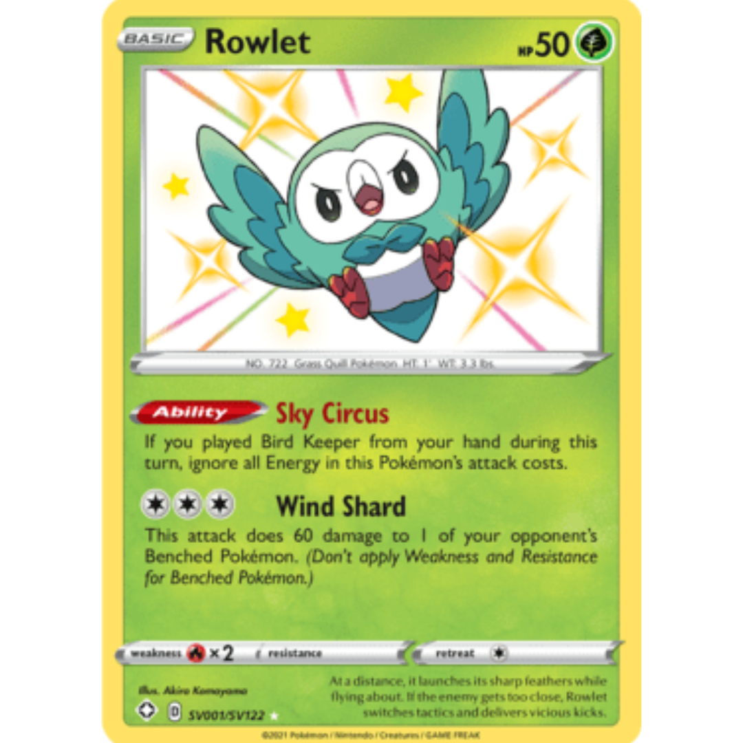 Rowlet SV001 - Holofoil Shining Fates Shiny Vault - Shiny Holo Rare