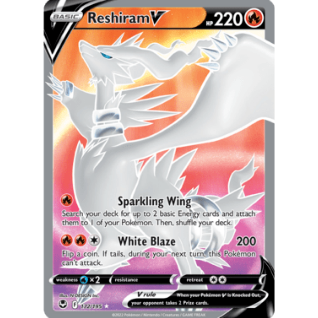 Reshiram V (Full Art) 172 - Holofoil SWSH12 Silver Tempest - Ultra Rare